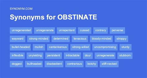 meaning for obstinate|OBSTINATE Synonyms: 112 Similar and Opposite Words.